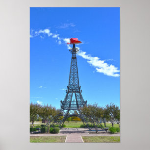 Affiche Tour Eiffel portant un chapeau de cowboy rouge, Pa