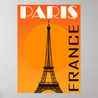 Affiche Tour Eiffel vintage Paris Europe Travel