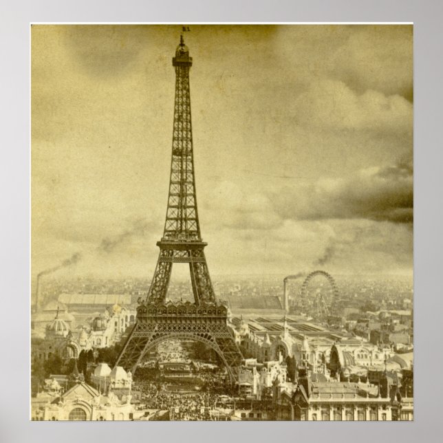 Affiche Tour Eiffel vintage Paris France Stereoview 1889 (Devant)