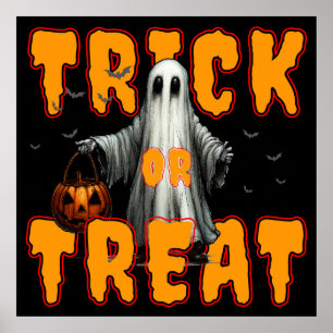 Affiche tour ou friandise halloween épouvantable fantôme c