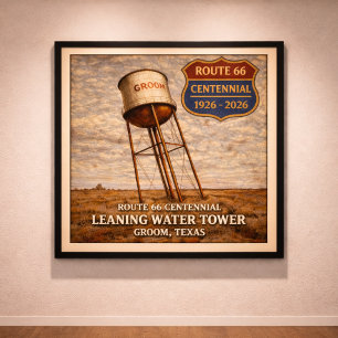 Affiche Tour penchée de la Texas Route 66