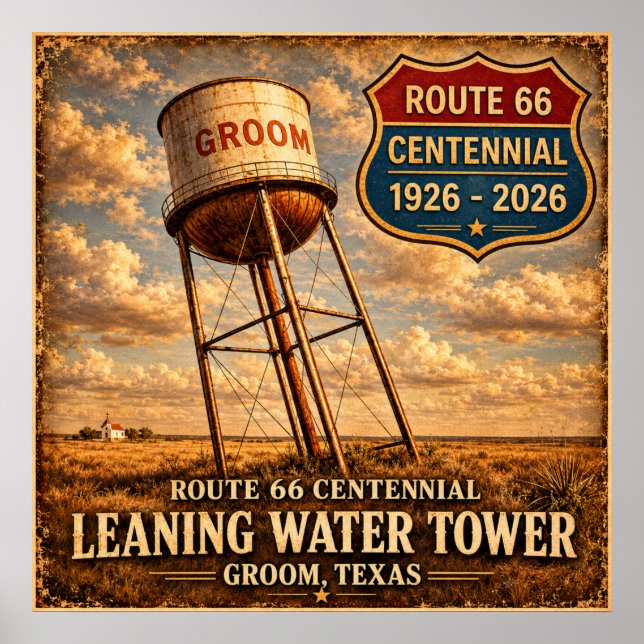 Affiche Tour penchée de la Texas Route 66 (Devant)