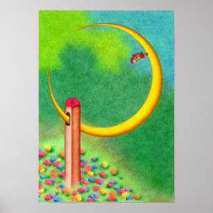 Affiche Tour qui a capturé le croissant de lune.