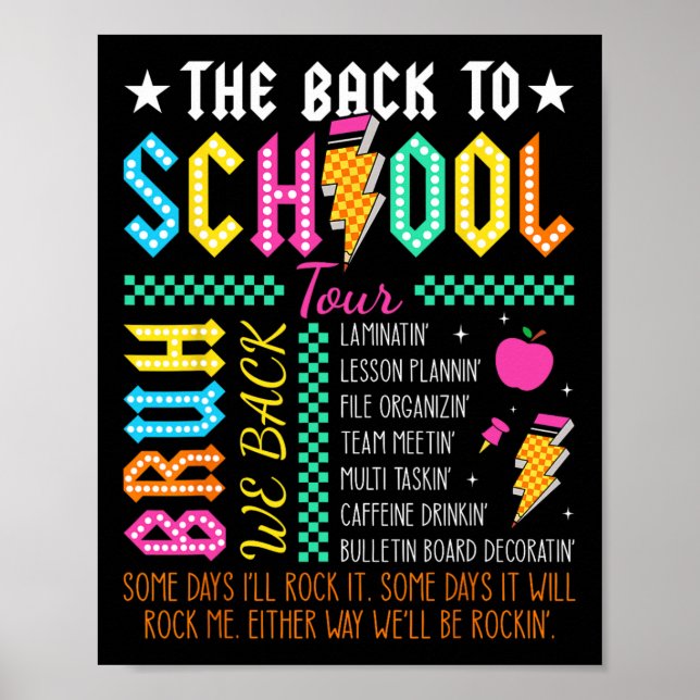 Affiche Tour Rétro Drôle Retour à l'École Prof Lightning  (Devant)