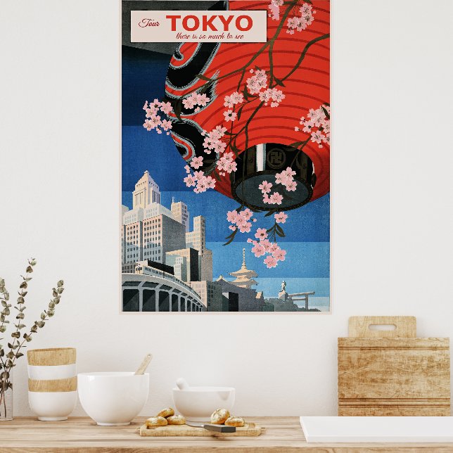 Affiche Tour Tokyo, Japan, travel poster, (Cuisine)