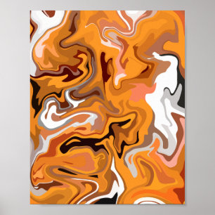 Affiche Tourbillon Abstrait Orange Incandescent
