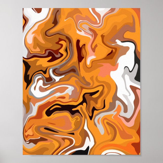 Affiche Tourbillon Abstrait Orange Incandescent (Devant)