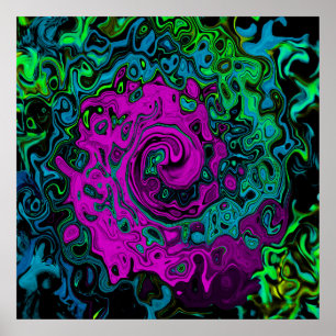 Affiche Tourbillon d'art liquide groovy abstrait magenta g