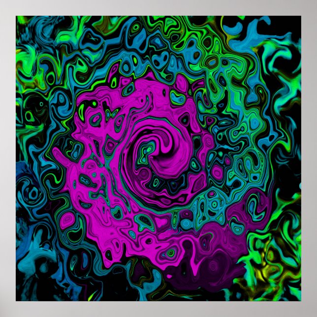 Affiche Tourbillon d'art liquide groovy abstrait magenta g (Devant)
