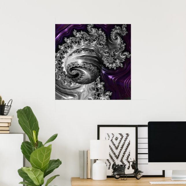 Affiche Tourbillon fractal argent et violet (Bureau à domicile)