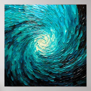 Affiche Tourbillon océan turquoise abstrait