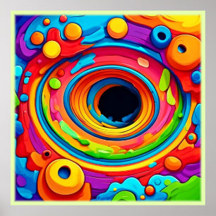 Affiche Tourbillon Psychédélique Abstrait Coloré