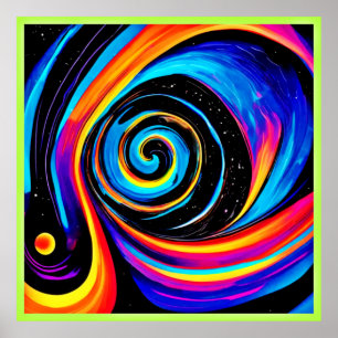 Affiche Tourbillon Vortex Cosmique en Teintes Néon