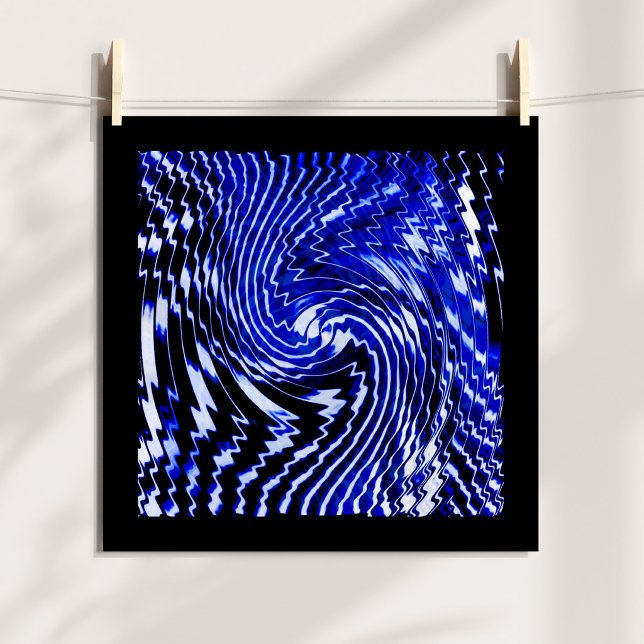 Affiche Tourbillon Zèbre Bleu (Blue Zebra Swirl Abstract Digital Art Poster)