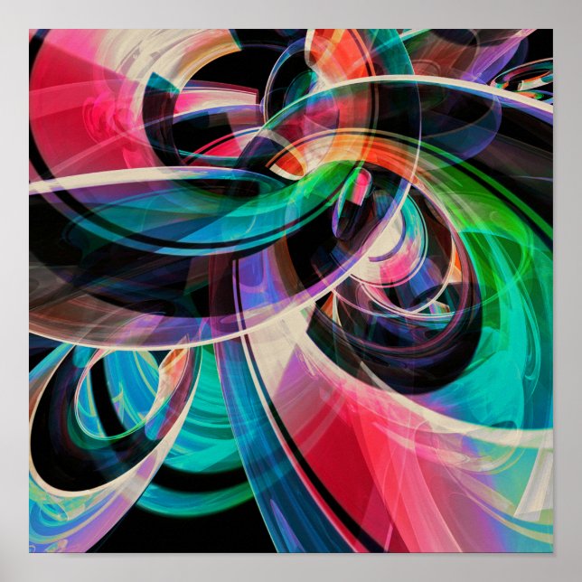 Affiche Tourbillons Abstraits Colorés (Devant)