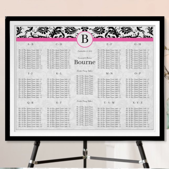 Affiche Tourbillons de Damas noir et blanc avec garniture  (Créateur téléchargé)