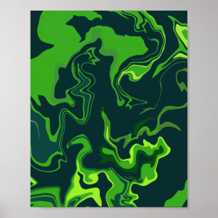Affiche Tourbillons de fluide vert abstrait