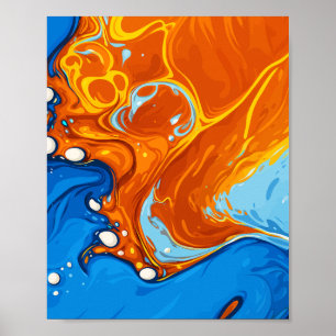 Affiche Tourbillons Dynamiques de Bleu et d'Orange en Mouv