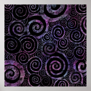 Affiche Tourbillons hypnotiques pastel arc-en-ciel