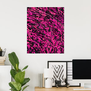 Affiche Tourbillons roses et noirs sauvages