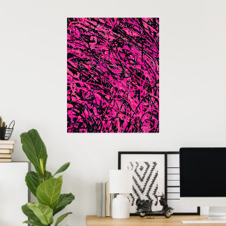 Affiche Tourbillons roses et noirs sauvages