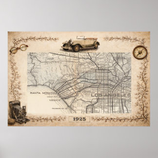 Affiche Tourist Road Map of the Westside of Los Angeles