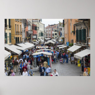 Affiche Touristes sur un marché en plein air, Venise,
