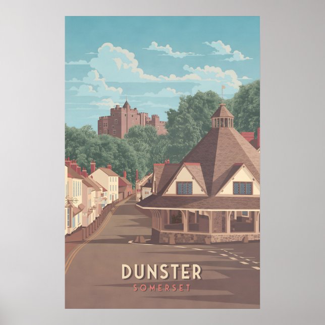 Affiche touristique de Dunster Somerset - Le march (Devant)