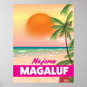 Affiche touristique de la plage de Magaluf Majorqu