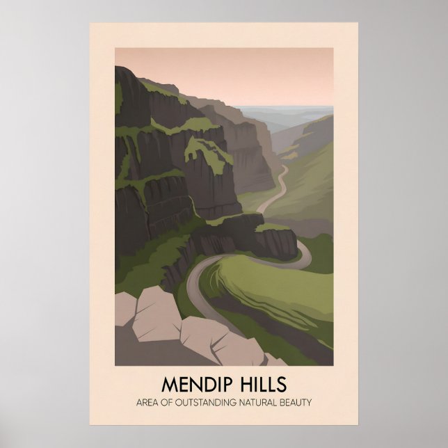 Affiche touristique de l'AONB des Mendip Hills (Devant)