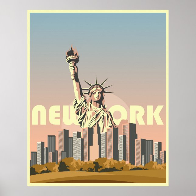 Affiche touristique de New York, design rétro, Sta (Devant)