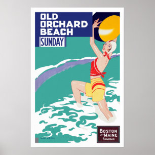 Affiche touristique Vintage Old Orchard Beach Main