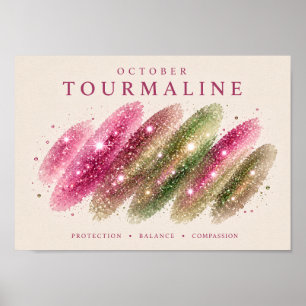 Affiche Tourmaline Art A4 pierre de naissance d'octobre