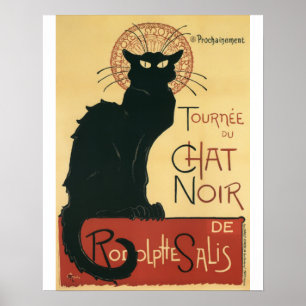 Affiche Tournee Du Conversation Noir Chat noir Vintage Imp