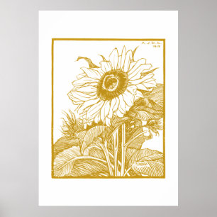 Affiche Tournesol (1919) Coupe Vintage de bois par Julie d
