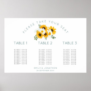 Affiche Tournesol 30 invités 3 tables