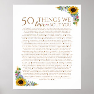 Affiche tournesol 50 choses que nous t'aimons 50ème annive