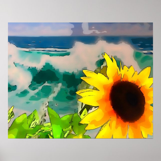 Affiche Tournesol à la plage (Devant)