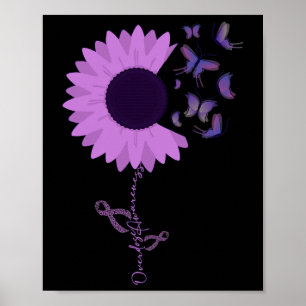 Affiche Tournesol à ruban violet papillon