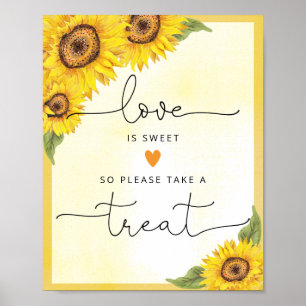 Affiche Tournesol aquarelle l'amour est doux prenez une fr