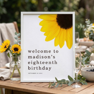 Affiche Tournesol Bienvenue à la fête d'anniversaire de 18