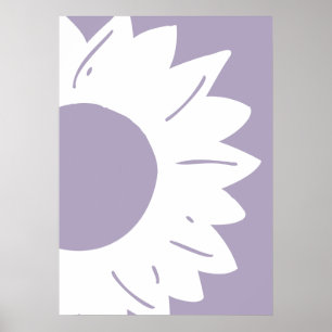 Affiche Tournesol blanc sur papier peint abstrait violet