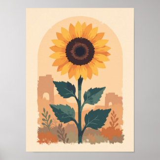 Affiche Tournesol boho minimaliste