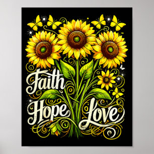 Affiche Tournesol chrétien Foi Espoir Amour 