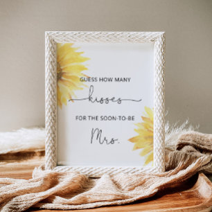 Affiche Tournesol combien de baisers jeu de baby shower