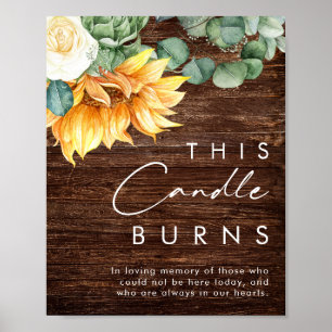 Affiche Tournesol Country Bold   Bois Cette Bougie Brûle
