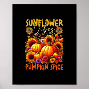 Affiche Tournesol Cute Vibes Épice de Citrouille Thanksgiv