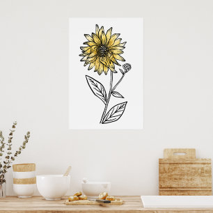 Affiche Tournesol d'art en ligne d'esthétique d'aquarelle