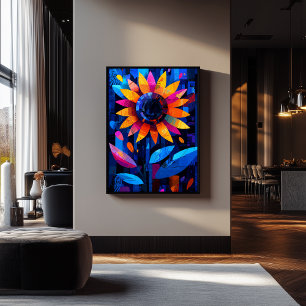 Affiche Tournesol de géométrie expressionniste - Art actif