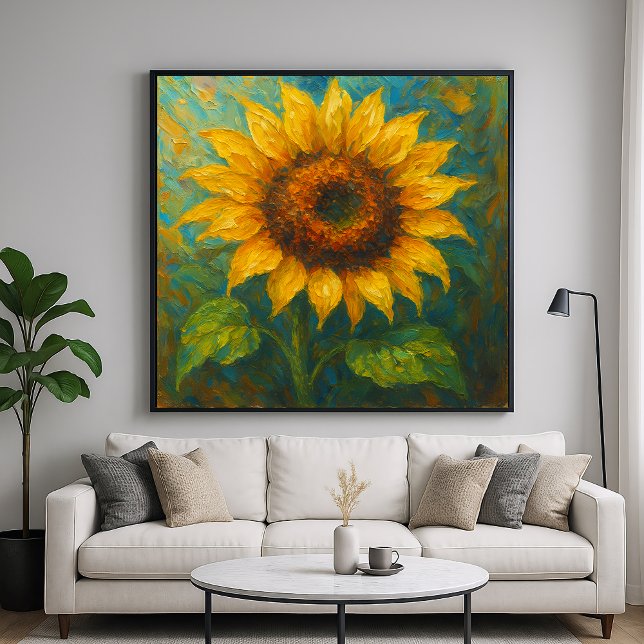 Affiche Tournesol d'or - Peinture Impasto Style Art (Créateur téléchargé)